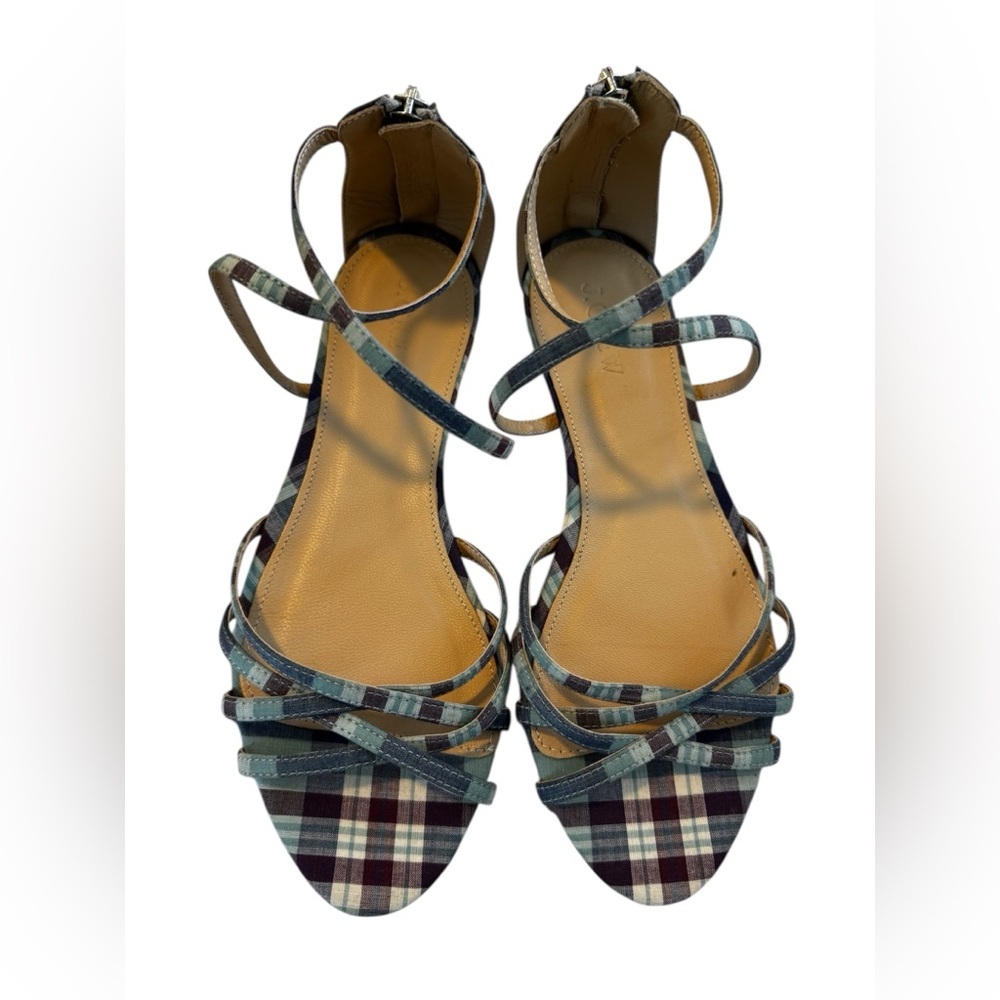J. Crew Multicolor Plaid Strappy Sandals